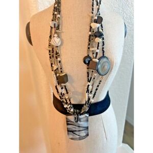 Women's Fashion Beaded Black White‎ Gray Necklace Jewelry New 20 inch by CG